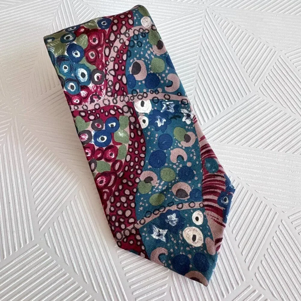 Rhyncliffe 100% Silk Abstract Geometric Print Mens Tall Tie Made in USA Vintage